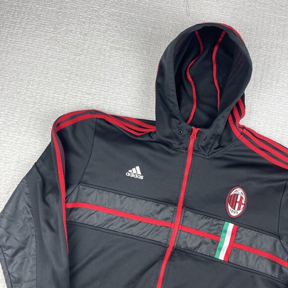 Adidas Ac Milan Full Zip Hoodie Sweatershirt Jersey Soccer Mens XL *Defect, Read - Picture 3 of 16